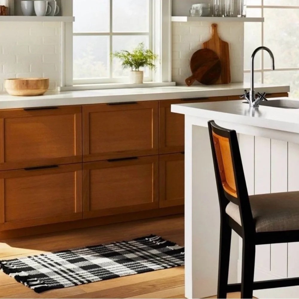 Threshold Black and White Plaid Door Mat